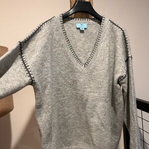 CeCe Light Gray V-Neck Sweater